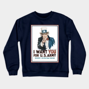 Vintage Patriotic Uncle Sam I Want YOU for US Army WWI Recruiting Poster Art Crewneck Sweatshirt